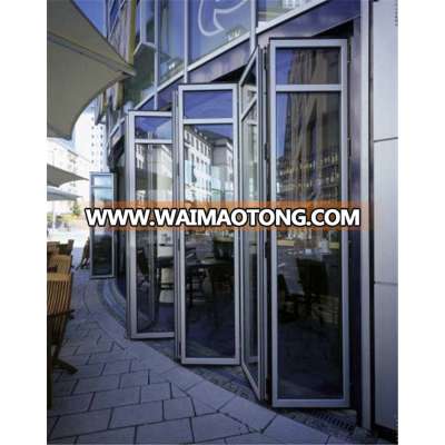 Hot sale  powder coating outdoor exterior double glass aluminium bi folding door design,aluminum bifold door for building